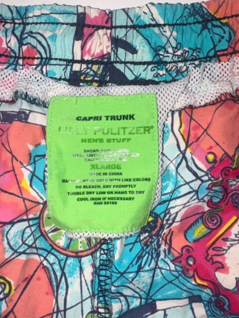 Lilly Pulitzer Men's Swim Trunks Capri Colorful Vacation Preppy size XL *